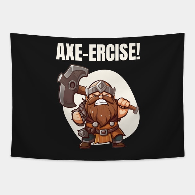 Axe-ercise! - Dwarf - Fantasy Funny Fitness Tapestry by Fenay-Designs