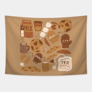 Holiday Comfort Cookies and Hot Drinks Tapestry