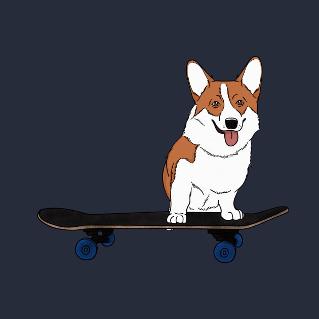 Corgi on Skateboard by rmcbuckeye