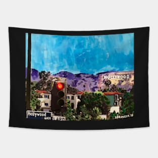 The Hollywood sign from Hollywood Boulevard Tapestry