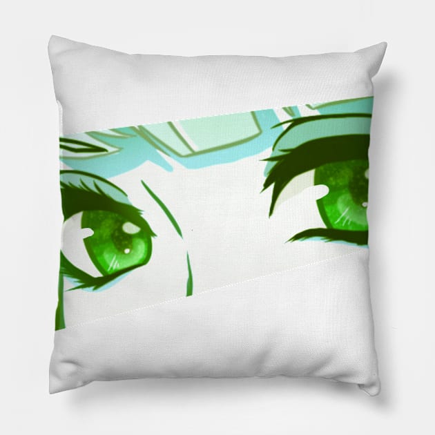 Anime Eyes (green) Pillow by Leo