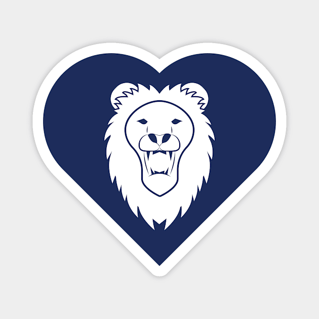 Lion Mascot Cares Navy Magnet by College Mascot Designs