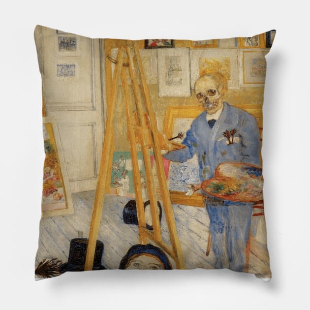 The Skeleton Painter by James Ensor Pillow by Naves