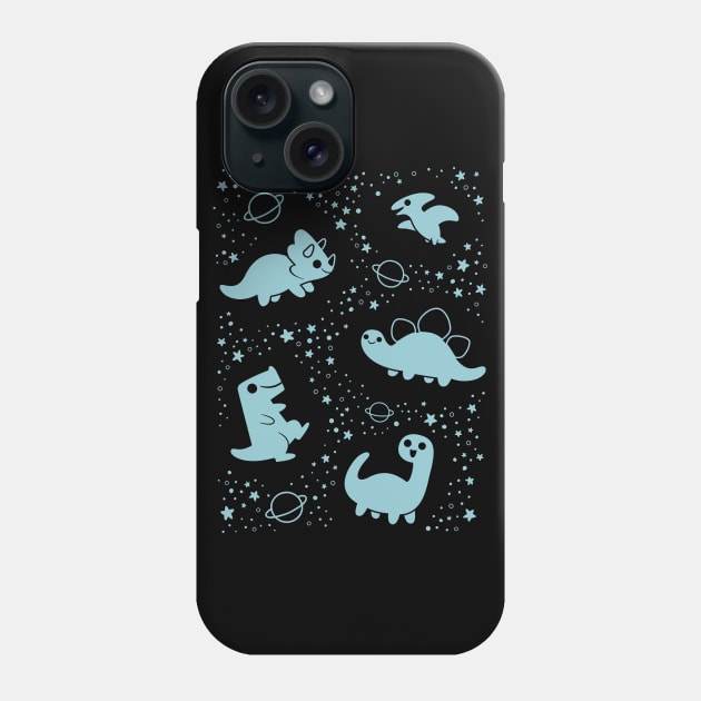 Cute Space Dinosaurs Blue Phone Case by KristyKate