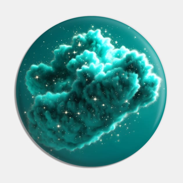 Teal Glitter Bubble Cloud Pin by PurplePeacock