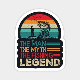 Vintage Bass Fishing Man The Myth The Fishing Legend T-Shirt Magnet