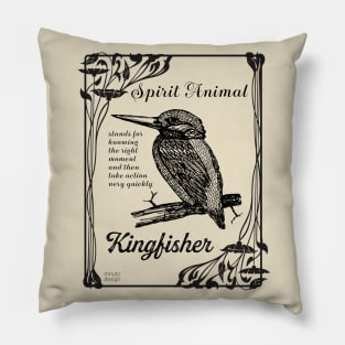 Spirit Animal - Kingfisher - black Pillow