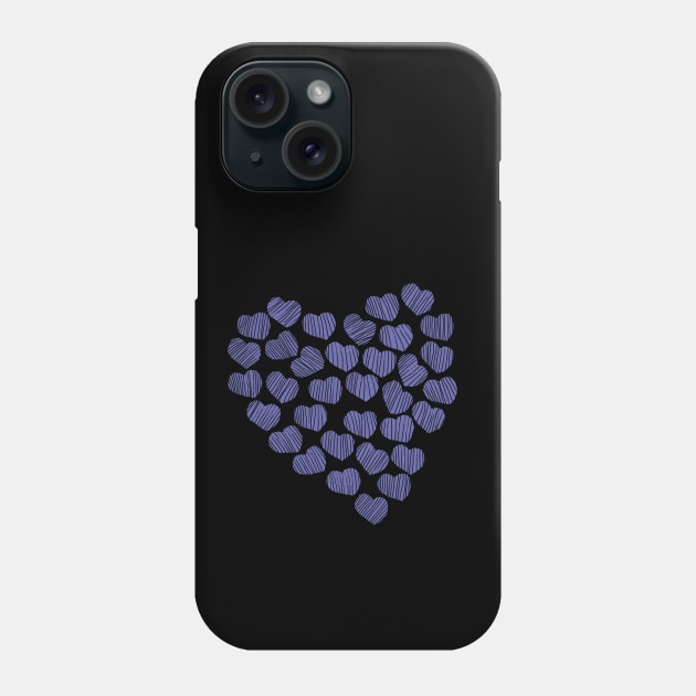Very Peri Periwinkle Chunky Valentine Heart Phone Case by ellenhenryart