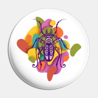 Print with Ornate Exotic Beetle Pin