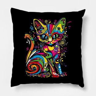 Wwos Whimsical Rainbow Kitty Cutest Colorful Cat Pillow