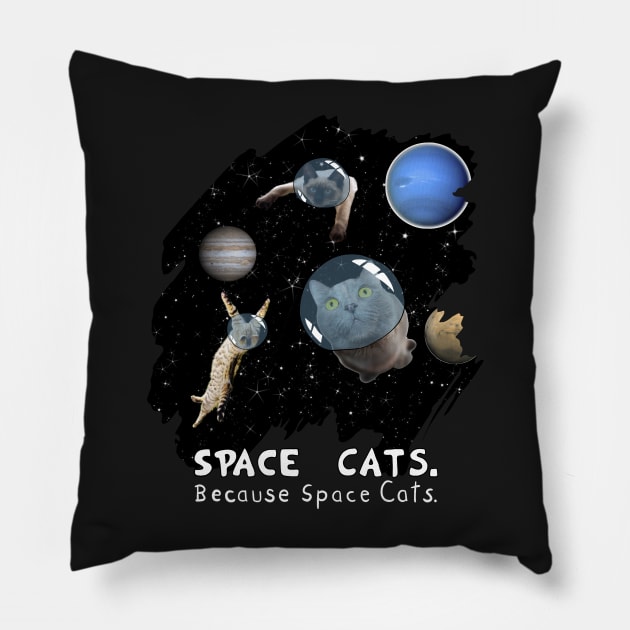 Cute Space Cat Shirt Epic Galaxy Cats in Outer Space Gift Pillow by ro83land