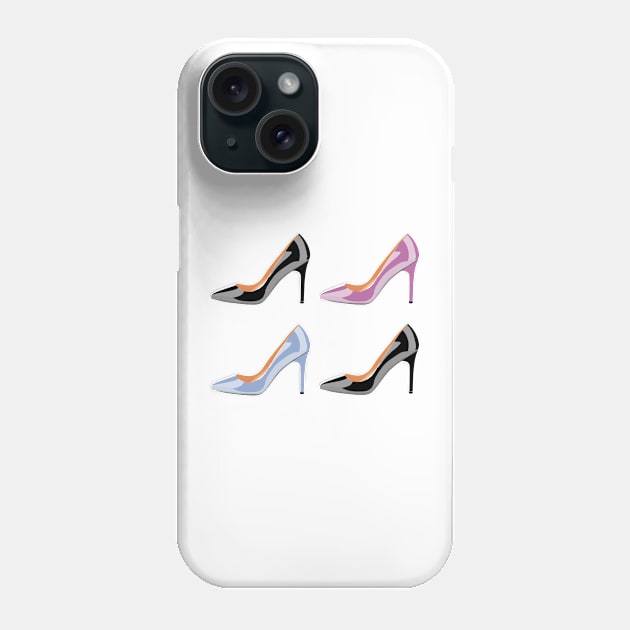 High heel shoes in black,serenity blue and bodacious pink Phone Case by DavidASmith