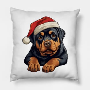 Christmas Peeking Rottweiler Dog Pillow