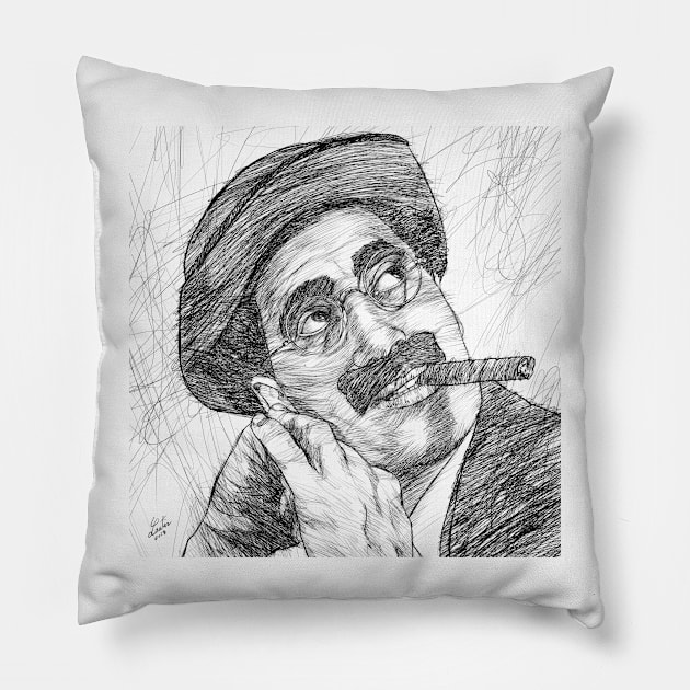 GROUCHO MARX ink portrait .3 Pillow by lautir