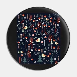 Christmas pattern with cute birds Pin