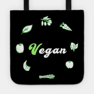 Vegan design with vegetables and fruits Tote