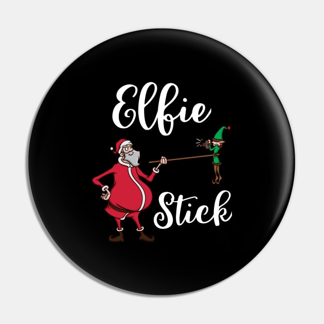 Funny Elf Pun Selfie Stick Santa Claus Christmas Meme Gift Pin by TellingTales