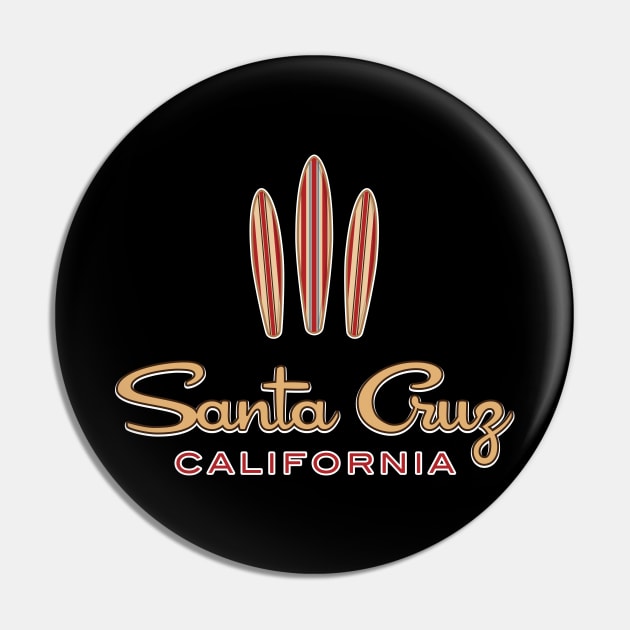 Surf City Santa Cruz California Logo Pack Sticker 3 Surfboards Fan Dark Pin by PauHanaDesign