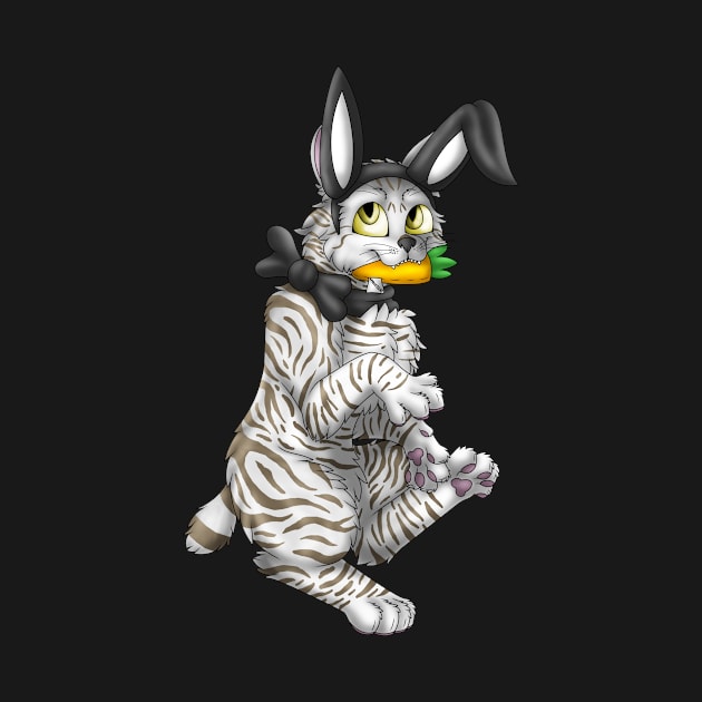 Bobtail BunnyCat: Silver-Amber Tabby (Black) by spyroid101