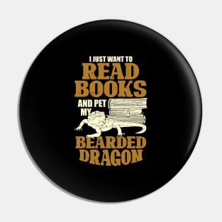 Bearded Dragon Reading Lover Gift Pin