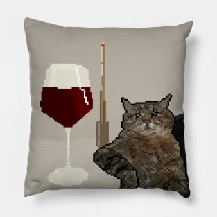 CAT MOOD - WINE pixelart Pillow