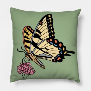 Eastern Swallowtail Butterfly on Pink Flowers Pillow