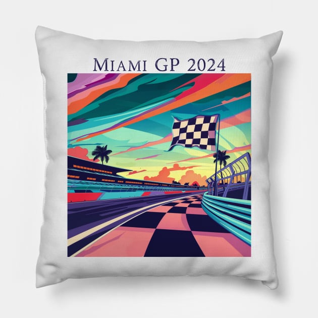 2024 Miami Grand Prix F1 T-Shirt - Merchandise | Unique F1 Tracks Design | Limited Edition | Perfect Gift for Miami F1 Fans Pillow by pitshopmerch@gmail.com