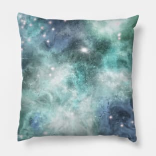 Blue Green Grey Star Nebula Space Galaxy Universe Pillow