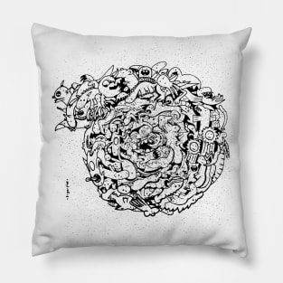 creature swirl (black) Pillow