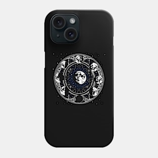 Moon phases black celestial night sky Phone Case