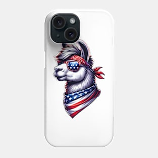 Llama American USA Flag Sunglasses 4th of July Llama Phone Case