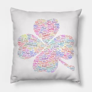 Shamrock Leaf Silhouette Shape Text Word Cloud Pillow