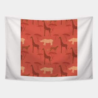 Burnt Orange Animals Neck Gator Giraffe Rhinoceros Leopard Burnt Orange Animal Tapestry