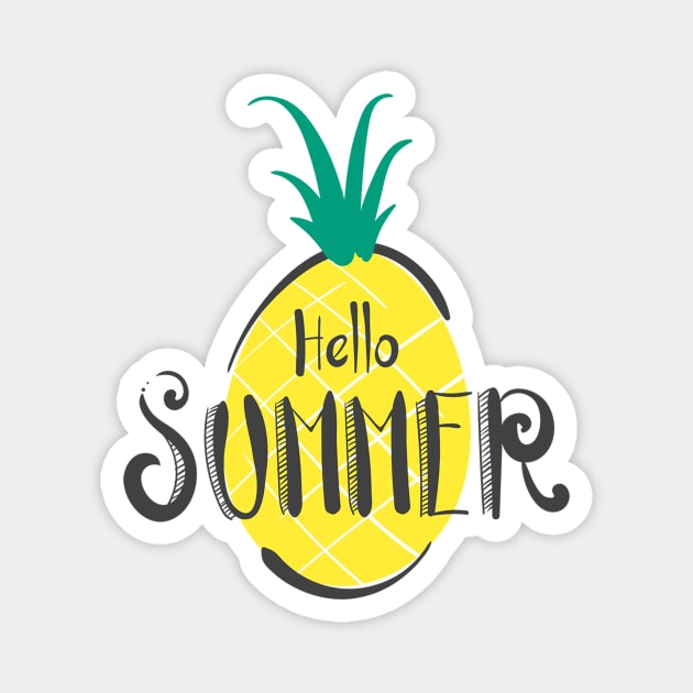 Hello Summer With Pineapple Magnet by Artmoo