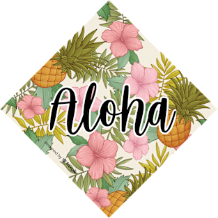 aloha pineapple with flowers Magnet