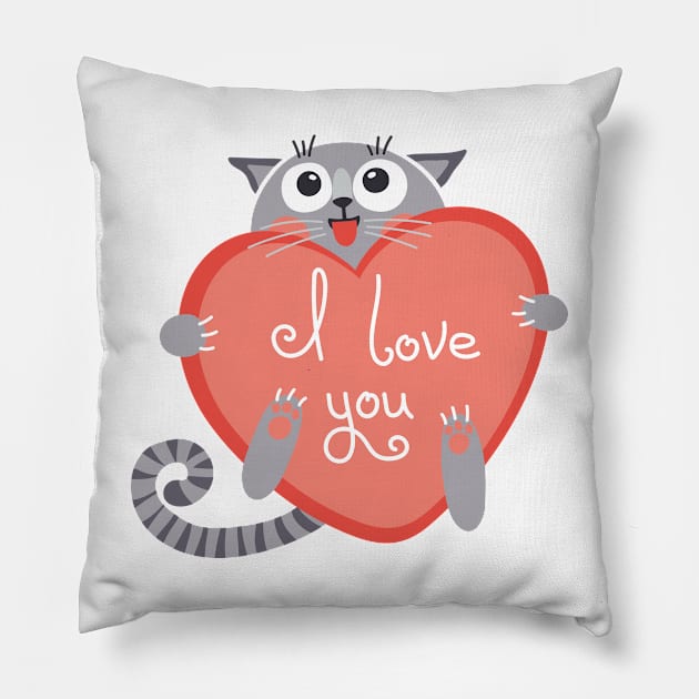 cat love Pillow by CHRONIN