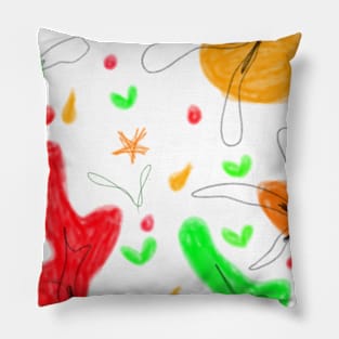 Yellow red green watercolor art Pillow