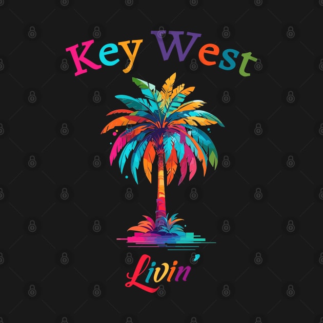 Key West Livin' Watercolor Palm Tree by eighttwentythreetees