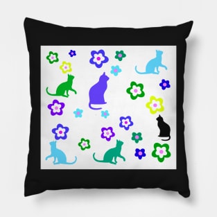 Kitty Cats and Flowers-  Gifts Cat Lovers Pillow