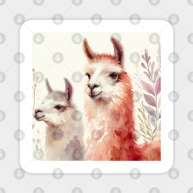 Watercolor Llama Alpaca Art Magnet by Star Fragment Designs