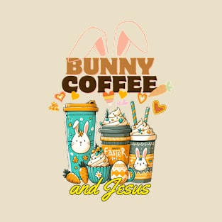 Bunny Coffee and Jesus, Easter Coffee Bunny, religious christian faith T-Shirt