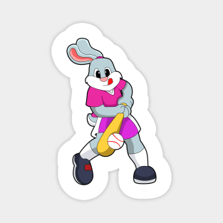 Rabbit at Baseball with Baseball bat Magnet