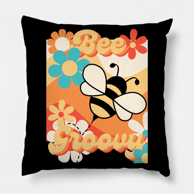 Bee Groovy - 70s vibe Pillow by Kalalico