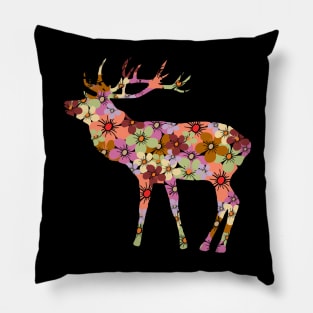 deer stag flower wild animal hunting bloom Pillow