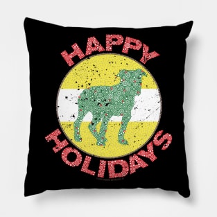 Happy Holidays Pitbull Circle Design Pillow