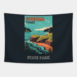 A Vintage Travel Art of the Sonoma Coast State Park - California - US Tapestry