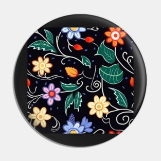 Ojibwe Floral Pattern | Native American Floral Design Black Pin