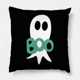 Cute Halloween ghost cartoon with BOO text Pillow