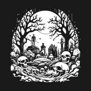 White Night of Graveyard of Skulls, Macabre T-Shirt