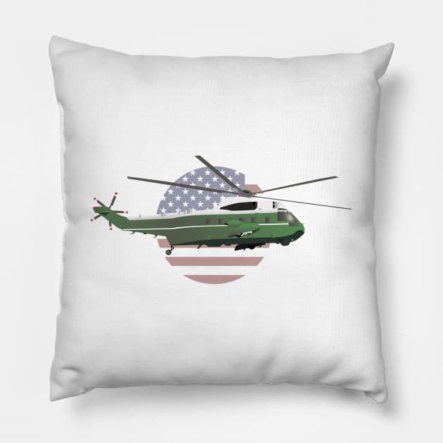 Marine One Helicopter with American Flag Pillow by NorseTech